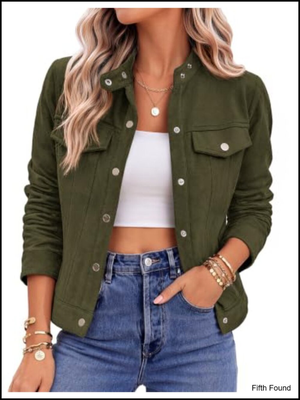 Faux Suede Cropped Jacket Snap Button Long Sleeve Casual Fall Shacket